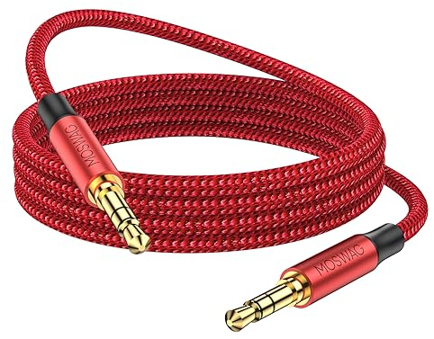 MOSWAG 3.28FT/1Meter 3.5mm Aux Cord to 3.5mm Audio Aux Jack Cable Male to Male aux Cable Nylon Braided Stereo Jack Cord for Phones,Headphones,Speakers,Tablets,PCs,Music Players and More