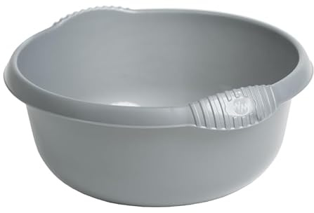 Aurora - High Grade Plastic 32cm Round Washing Up Bowl Kitchen Sink, Basin Mixing & Tidy Organizer with 7L Capacity. (Silver)