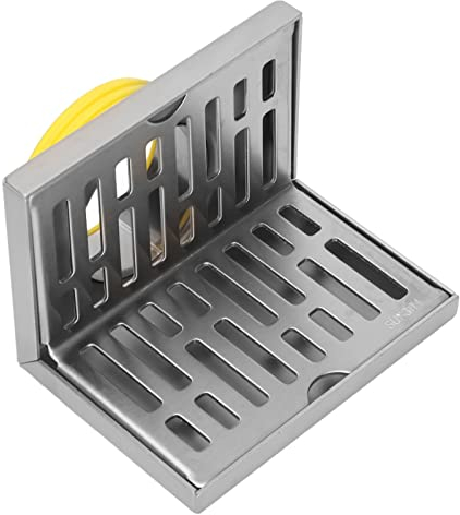 Tomotato Eck Bodenablauf, L-förmiger Edelstahl Wandablauf mit Abdeckgitter für 2,3 Zoll Rohre, Badezimmer, Balkonentwässerung, Wandecke und Rechtwinklige Struktur