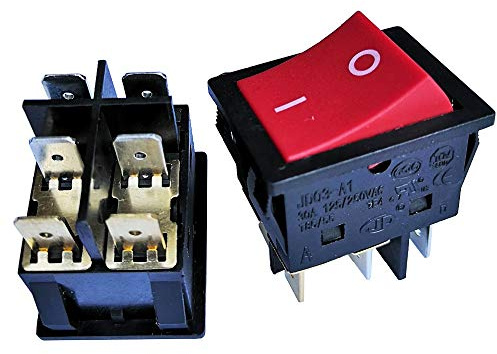 Leistungssteuerungsschalter, Wippschalter für Schweißmaschine JD03-A1, 6-polig, 250 V, 30 A, elektrischer Drucktastenschalter mit großem Strom, Rot, 2 Stück