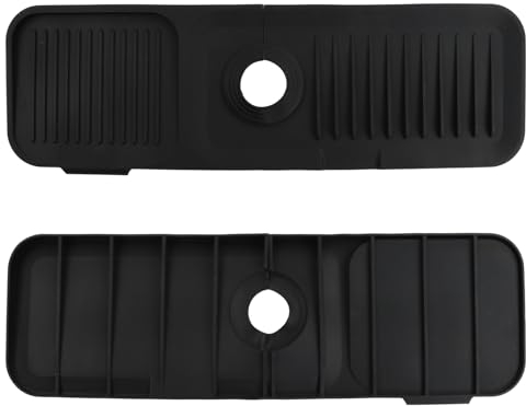 Silikon Wasserhahn Matte Wasserhahn Spüle Spritzschut Silikon Abtropfmatte Spüle Wasserhahn Trockenmatte, Küchenarmaturen Saugfähige Matte für Küche und Badezimmer Arbeitsplatte Schützen, Schwarz
