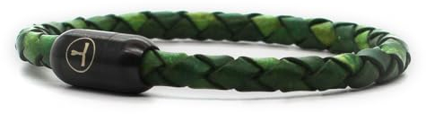 Colorcuff Premium Lederarmband, Echtleder, starker Magnetverschluss, geflochtenes Herren- und Damenarmband inkl. Schmuckbeutel, handgefertigt in Deutschland (Slim Green Vintage, 20.50)