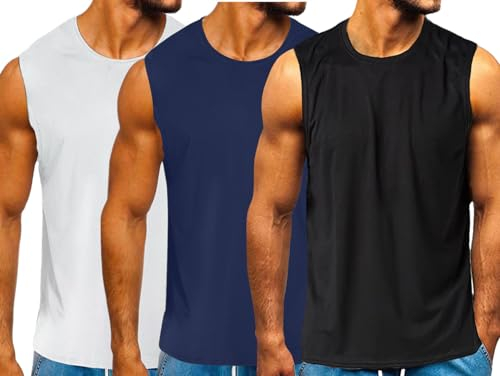 HOTCAT Tank Top Herren Pack of 3, Achselshirts Sport Ärmelloses Shirt Unterhemd Fitness Sleeveless Tshirt für Running Jogging Gym Trainingsshirt Männer