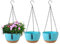 YuanDiann Lot de 3 pots de fleurs suspendus avec plateau amovible, auto-absorbant, en plastique respirant, pour intérieur et extérieur, maison, jardin, balcon, porche, décoration bleu, 28,5 cm