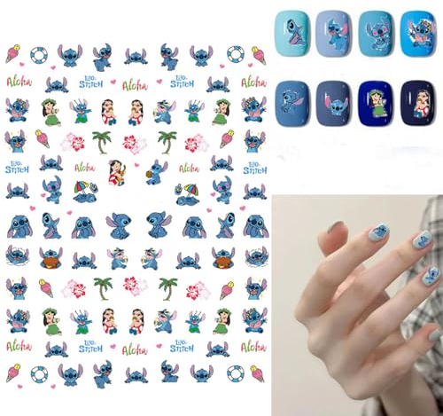 Cartoon Anime Nagelsticker,DIY Nail Sticker Selbstklebend Nagelaufkleber,Niedliche Kawaii Nail Charms Art Dekoration Nageldesign Zubehör,Für Frauen,Mädchen,Geschenk 2 Blatt (150+ Decals)