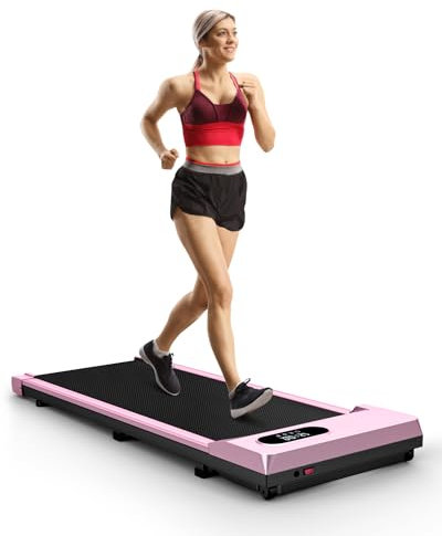 HomeFitnessCode Tapis de Course Électrique Pliant Walking Pad 8 km/h, 2.5HP, Large Surface 40cm, Télécommande et Écran LCD - Cadre Renforcé, Capacité de 265 LB - pour Maison et Bureau (Rose)