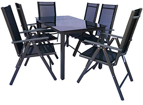 VCM Set garden furniture aluminum glass garden set seating group dining table chairs 140 SW Set garden furniture aluminum glass garden set seating group dining table chairs 140 SW Anthracite