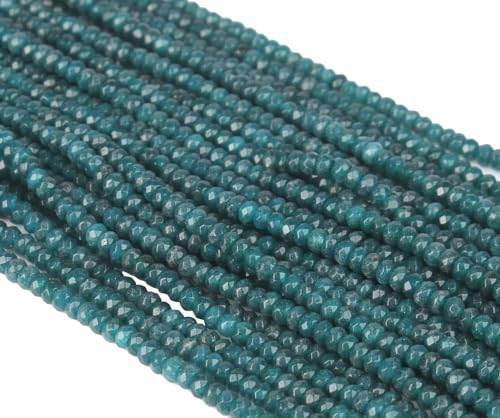 Achat & Jaspis Edelstein Strang Perlen, 4mm, Rondelle, 110 Stück, Schmuckperlen Halbedelstein für Schmuck Kette Armband (Indische Sapphire)