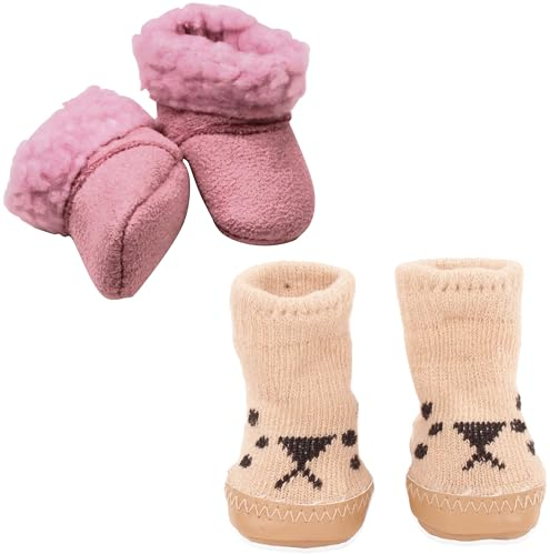 Götz 3403590 Schuh-Set Warme Füße für Puppen - Puppenkleidung für Babypuppen Gr. S von 30 - 33 cm - 4-teiliges Set
