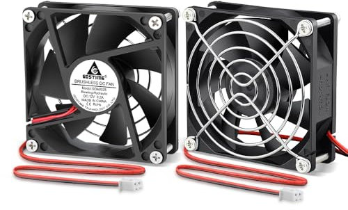 GDSTIME 2 Stück lüfter 12v 80mm 2 pin PC Kühlung Lüfter 80 x 25mm DC Bürstenlos Lüfter 2800 U/min