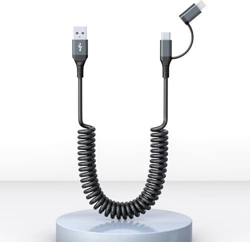 Cavo iPhone Originale Apple Certificato MFi,Cavo USB-C e Lightning 2 in 1 Combo Apple Carplay e Android Auto,Cavo USB Corto per Auto,Cavo Ricarica iPhone,compatibile con iPhone 16/15/14/13/12/Android
