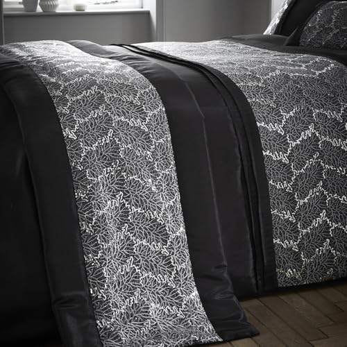 Portfolio Home Rouen Embellished Sequins Black Rectangular 50 x 220cm Quilted Bed Runner Bedding Decor