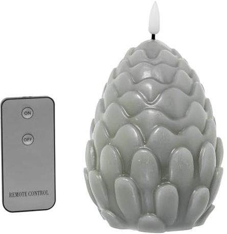 4er Set Ananas-Kerzen aus Wachs mit LED und Fernbedienung, Grau, 10 x 10 x 13 cm