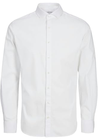 JACK & JONES Jungen festliches Hemd JJEAXON Stretch Shirt, Größe:176, Farbe:White