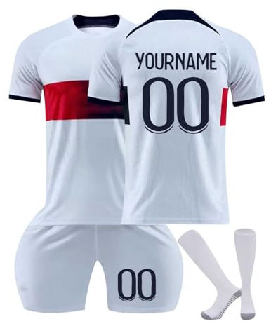 Maillot de Foot Personnalisé Enfant et Adultes avec Nom Numéro de L'équipe, 25 Maillot de Foot Enfant Ensemble Garçon Vêtements de Football Strips Tee Shirt Short avec Chaussette Gifts 05
