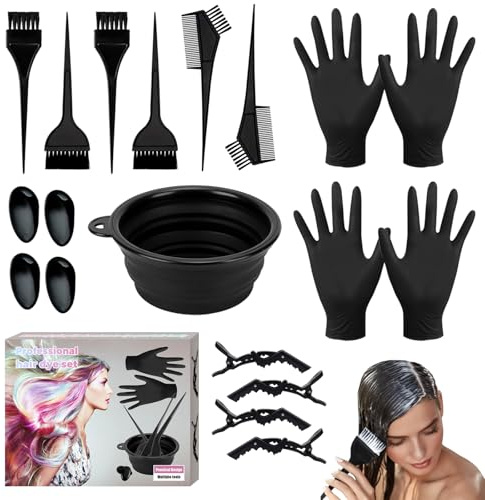 Kakveiai 19 PCS Herramientas para Colorear el Cabello, Accesorios de Pelo Tinte, Kit Tinte Pelo, con Masajeador Cuero Cabellu, Accesorios de Pelo Tinte, también para Mascotas, Bricolaje peluquería