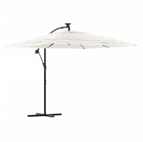 Gecheer Sonnenschirm mit Stahlmast Drehbar Ampelschirm Gartenschirm Marktschirm Strandschirm Schirm Sonnenschutz Weiß 246x246x230 cm