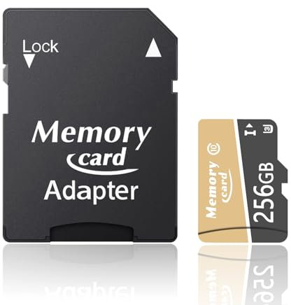 Memory Card with Adapter 256GB, TF Cards Ultra Memory Card 256GB Full HD - Up to 100MB/s, Class 10 Micro Card for Smartphone, Camera, Dash Cam, Drone, (E-256GB)