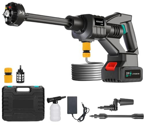Akku Hochdruckreiniger für Makita Batterie,Max 72 Bar Hydroblast Akku-Druckreiniger High Pressure Washer mit 4000mAh Akku und 6-in-1 Düse,Mobiler Hochdruckreiniger für Auto, Terrasse, Rasen