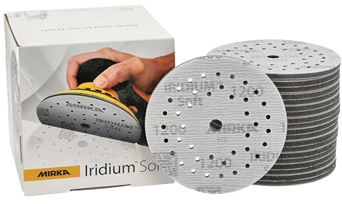 Mirka Schleifscheiben Iridium Soft Ø 125 mm P1200 Klett Multifit 20 Stück | Schaumbasiertes Schleifmittel für präzises Finish Trockenschleifen Klarlackschliff Karosseriereparatur