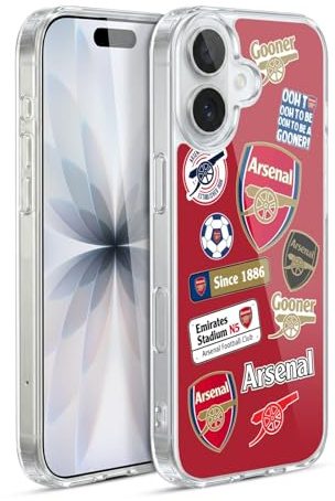 Head Case Designs Officially Licensed Arsenal FC Collage Logos Gel Case [Military Grade Protection] Compatible with Apple iPhone 17 and Compatible with MagSafe