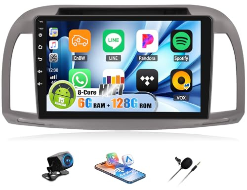 Android 15, 6G+128G 8Núcleos GOHHDL Radio 2Din para Nissan Micra III/March III K12 2002-2010 Carplay Android Auto, Pantalla de 9 Pulgadas con Bluetooth GPS Navi WiFi FM/RDS HiFi EQ DSP SWC Cámara+Mic