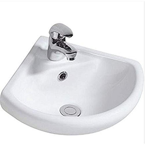 Wall Hung Corner Ceramic Wash Basin Bathroom Sink 1Tap Hole 46cmx39cm x19vm