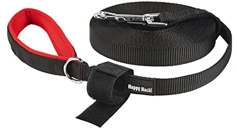 PETTOM Schleppleine für Hunde, 3m/6m/10m/15m/20m Robuste Hundeleine - Übungsleine mit Gepolsterten Griff, Trainingsleine Langlaufleine Langlebigem Nylon Übungsleinen Schwarz, 10m
