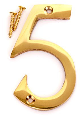 3 Solid Brass House Number 5 Front Door Building Porch Gate Address Five