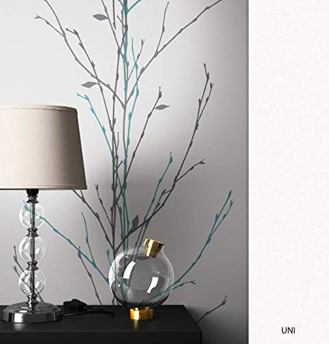 NEWROOM Tapete Weiß Zweig Vliestapete Vlies moderne Design Optik Blumentapete Äste inkl. Tapezier Ratgeber