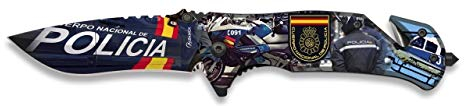 Cuchilleria Deportiva ALBAINOX- 18461-A - Navaja asistida Albainox POLICIA Nacional. Impresion 3D. Hoja 8.2 cm - Herramienta para Caza, Pesca, Camping, Outdoor, Supervivencia y Bushcraft