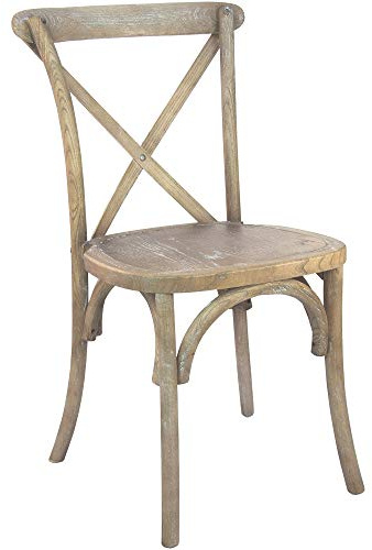 EMMA + OLIVER 2-Pack Wooden X-Back Dining Chair - Light Brown Natural Finish