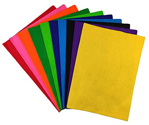 Netuno 10 x Deko Filz Bunt A4 1mm Bastelfilz Filzstoff zum Dekoration Basteln DIY Handwerk für Kinder Hochzeit Tischdeko Osterdeko Fruehling