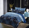 Luofanfei Parure de lit 200x200 Bleu Adulte 2 Personnes Sets de Housse de Couette Microfibre Linge de Lit Modern 3D Géométrique Ensemble Literie avec Fermeture éclair et 2X 65x65cm Taies d'oreiller