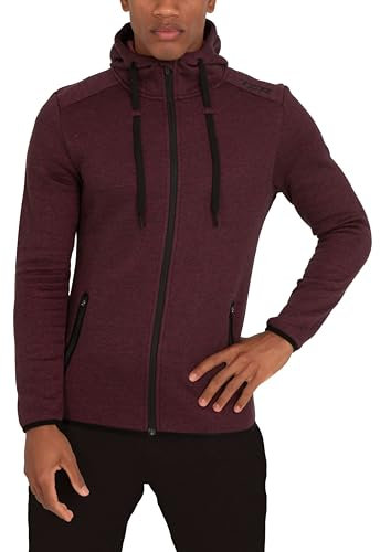 TCA Men’s Revolution Tech Workout Thermal Running Hoodie Jacket with Zip Pockets and Thumbholes - Burgundy Marl, L