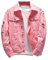 Veste en jean pour homme et femme - Coupe ajustée - En coton - Rouge - Blanc - Noir - Avec trou déchiré - Pour homme et femme, rose, L