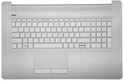 Replacement Upper Case Palmrest for HP 17-by 17T-by 17-CA 17Z-CA 17t-by400 17-by0026cy 17z-ca300 Series Laptop Backlight Keyboard Assembly with ODD Touchpad L92783-001 Natural Silver