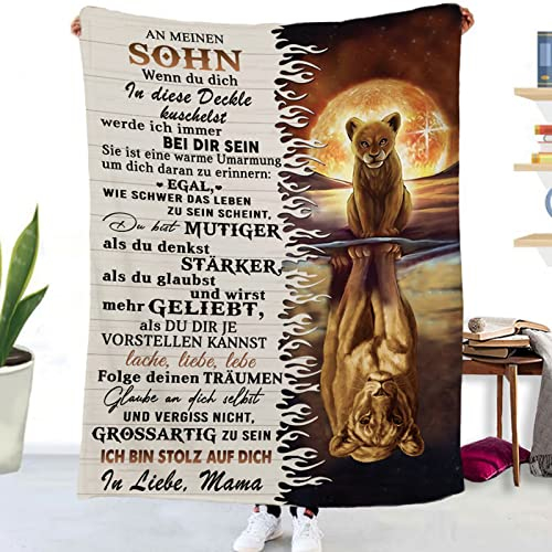Tospass Kuscheldecke Personalisierte Decke An Meine Sohn Decke Von Mama Flanell Briefdecke Positiv Ermutigen Nachricht Brief Decke Tv-Decken Weiche Fleecedecke für Sofa Reisen 150x220 cm