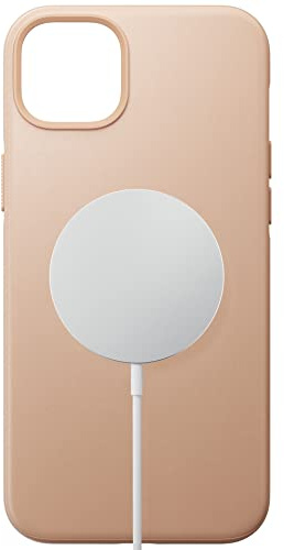 Nomad Moderne Lederhülle für iPhone 14 Plus, Leder, 360° erhöhte Kanten, TPE-Stoßdämpfer, 3 m Fallschutz, magnetisches und kabelloses Laden (Natur)