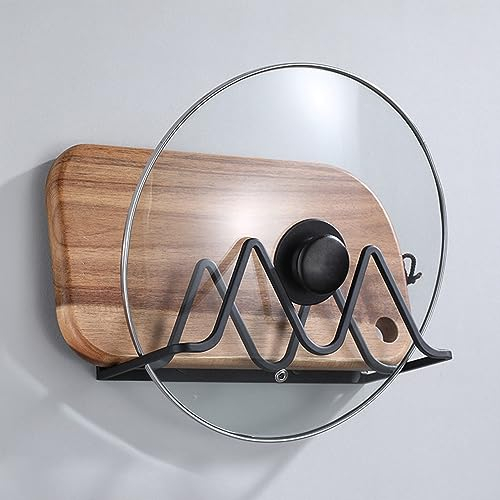 Natudeco Chopping Board Holder Rack Wall Mounted Pot Lid Holder Cutting Board Storage Stand Kitchen Wall Holder Kitchen Organiser Tool for Pans Lids and Chopping Board