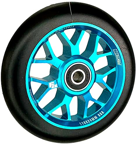 Fantic26 Spy7 Stunt Scooter Rolle I Trick I Tret I Kinder I Roller I Wheel I 110mm I ABEC 11 I Schnell I Leise I Freestyle (Türkis/Pu Schwarz)