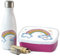 GRAZDesign Brotdose und Trinkflasche Set für Mädchen mit Namen | personalisierte Brotdose mit Trennwand Kunststoff Trinkflasche aus Edelstahl 350ml | Geschenk zur Einschulung