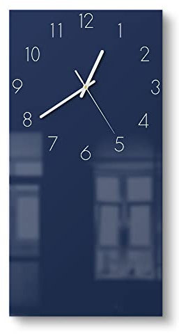 DEQORI Glasuhr | horizontal 30x60 cm | Unifarben - Dunkelblau | große XXL Design Uhr aus Glas | leise Wanduhr für Wohnzimmer & Küche | Moderne Hingucker Uhr für die Wand