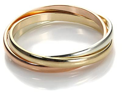 Fede nuziale russa in oro 9 kt, 2 mm, colore: giallo bianco e rosa, misura K (K - S disponibile), Oro