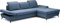 WFL GROUP Modern Ecksofa - Schlafsofa mit Bettkasten - 3 Sitzer Sofa - Couch mit Schlaffunktion Bettfunktion L-Form mit Ottomane - Rechts - Blau