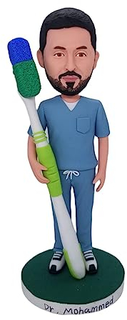 mydedor Individuelle Wackelkopf-Figuren, individuelle Puppe, männlicher Zahnarzt, handgefertigt, personalisierbar, Skulptur, Geschenk für Mann, Freund, Ehemann, Chef, Büro, Kollegen