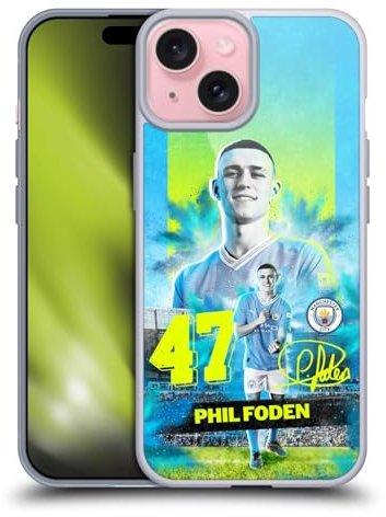 Head Case Designs Offizielle Manchester City Man City FC Phil Foden 2023/24 Erstes Team Gelhülle [Militärischer Schutzgrad] Kompatibel Mit Apple iPhone 15 Und Kompatibel Mit MagSafe
