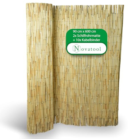 Novatool Balkon Sichtschutzmatte 2X Flexibles Design für Gartenzaun und Terrasse 90x600 cm Schilf Schutz vor Blicken Einfache Montage Wind- und wetterfest Stilvolle Dekoration und Privatsphäre