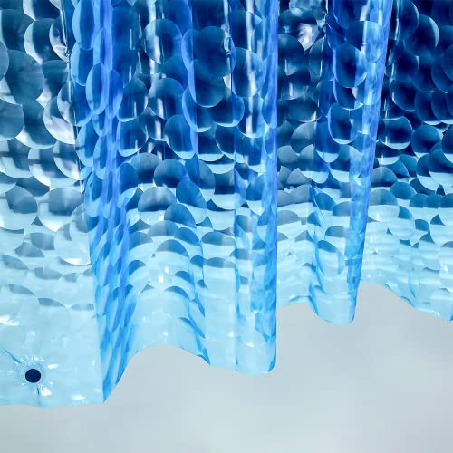 Ga-Geetopia Duschvorhang, schmale Größe, blaue Perle, 3D-Eva, 121,9 x 183,9 cm, leichter Kunststoff-Duschvorhang mit rostfreien Metallösen, Magneten für kleine Duschkabinen, Badewannen