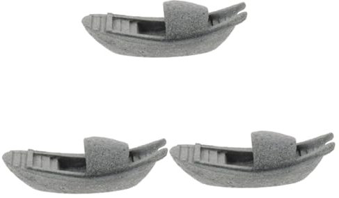 Didiseaon 3pcs Realistic Simulation Stone Boat Aquarium Decoration Fish Tank Ornaments Easy Care Ornament